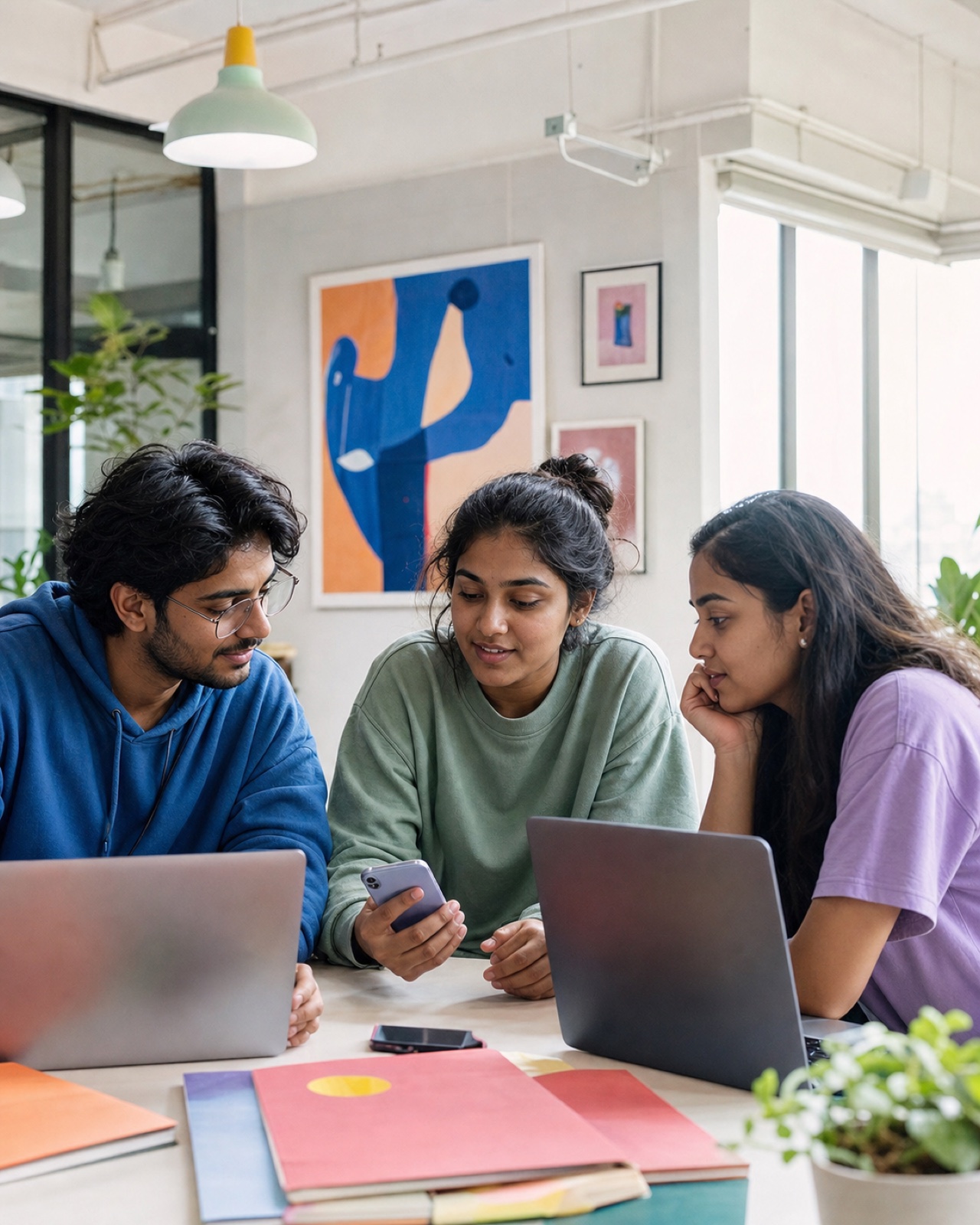 Indian Gen Z developers building a mobile product together